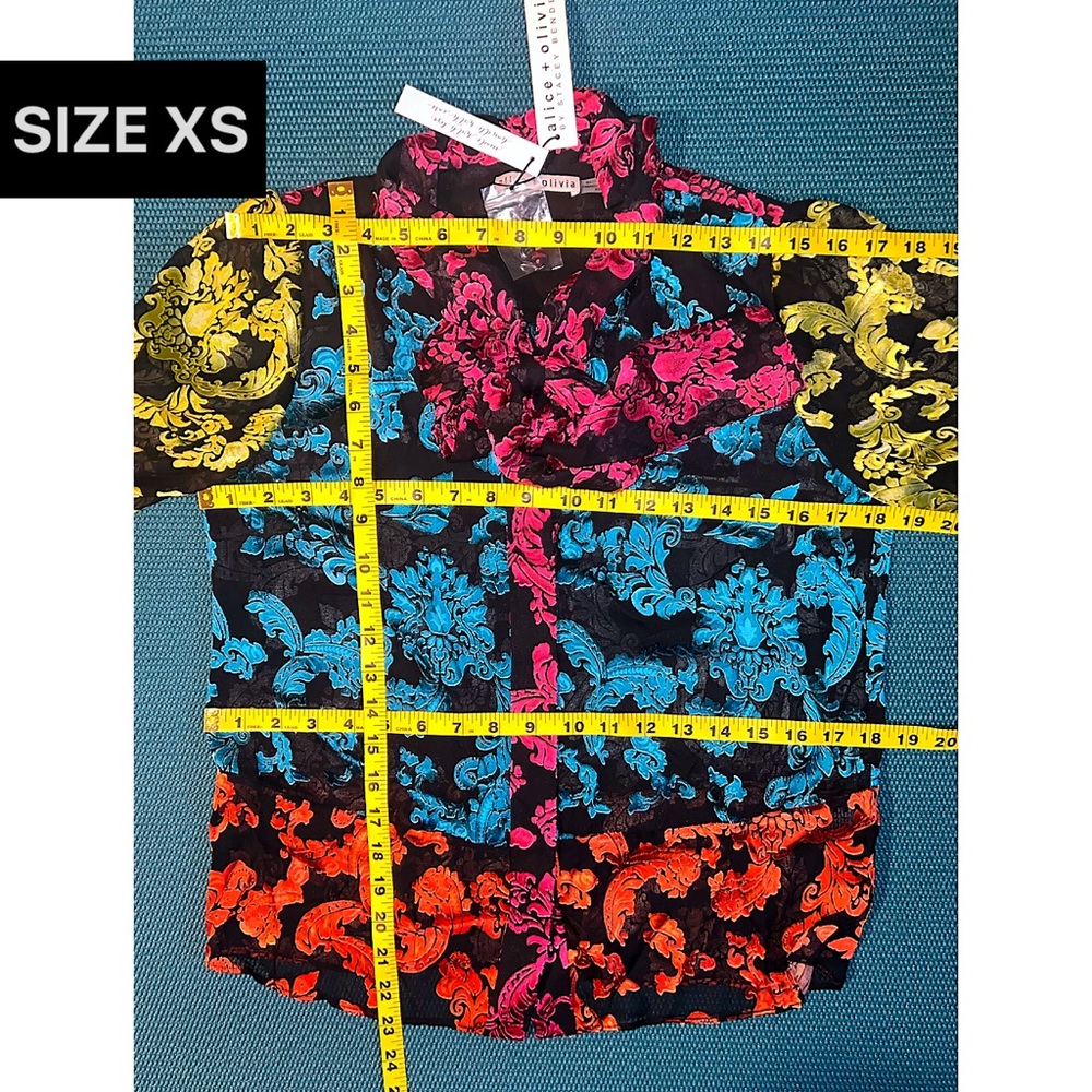 Alice + Olivia Jeannie Tie Neck Floral Blouse Top - Picture 10 of 16
